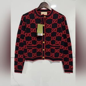 Gucci GG Jacquard Wool blend Knit Cardigan